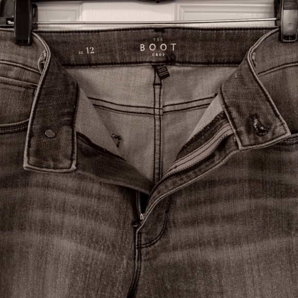 White House Black Market High Rise Bootcut Cropped Jeans, Size 12, Gray - Picture 5 of 7